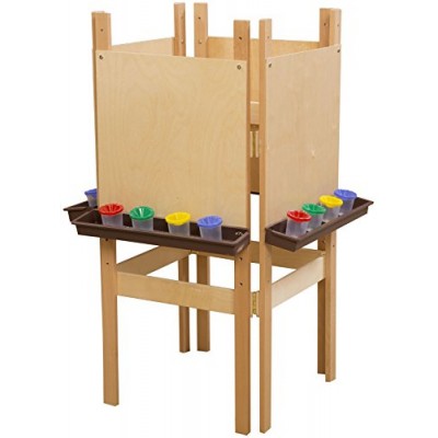 Wood Designs 19100BN  4-Sided Adjustable Easel with Plywood and Brown Trays   